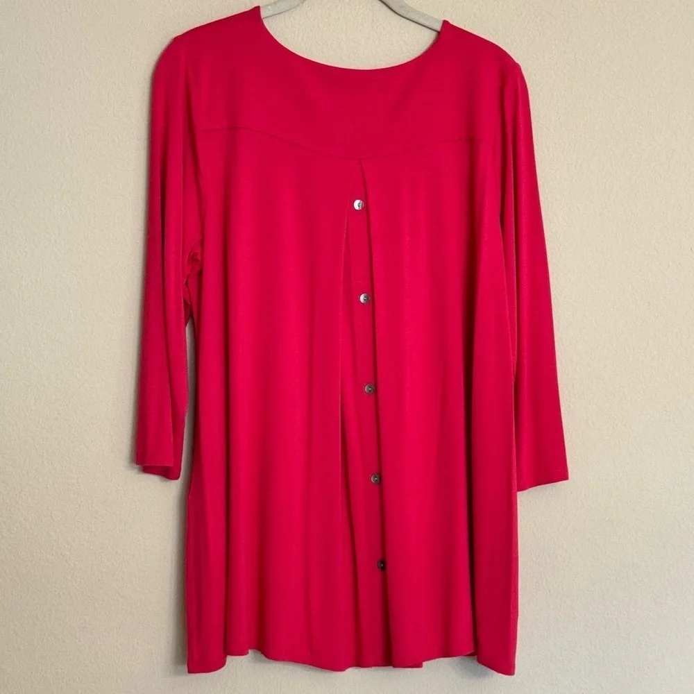 J. Jill Wearever Collection Tunic Blouse To Womens Size M Petite Watermelon Pink